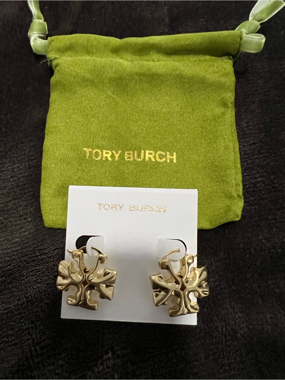 Tory Burch Gold Sculptural Logo Drop Earrings